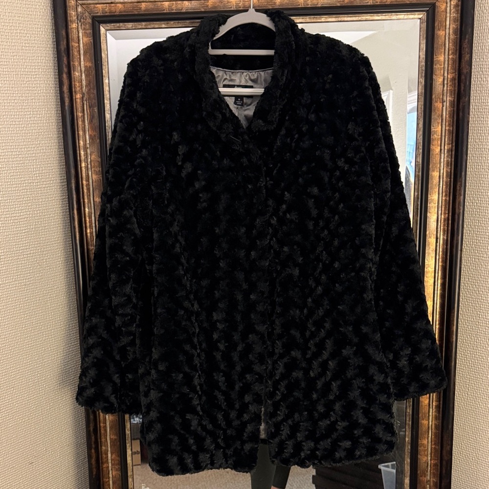 Dennis Basso Plush Black Teddy Jacket
